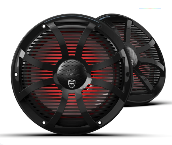 Wet Sounds REVO 10-inch Black Coaxial Speakers with Black SW RGB Grilles: REVO CX-10 SW-B S2