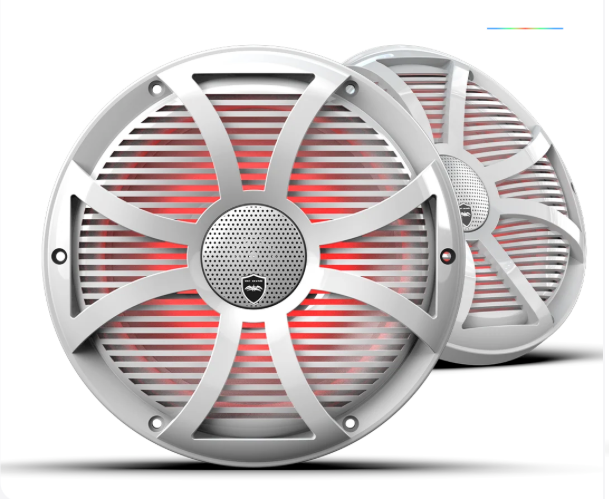 Wet Sounds REVO 10-inch White Coaxial Speakers with White SW RGB Grilles: REVO CX-10 SW-W S2