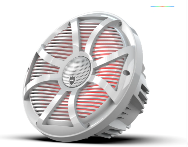 Wet Sounds REVO 10-inch White Coaxial Speakers with White SW RGB Grilles: REVO CX-10 SW-W S2