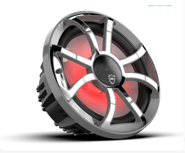 Wet Sounds 10-inch Gunmetal Coaxial Speakers with Gunmetal XS Stainless RGB Grilles: REVO CX-10 XS-G-SS S2