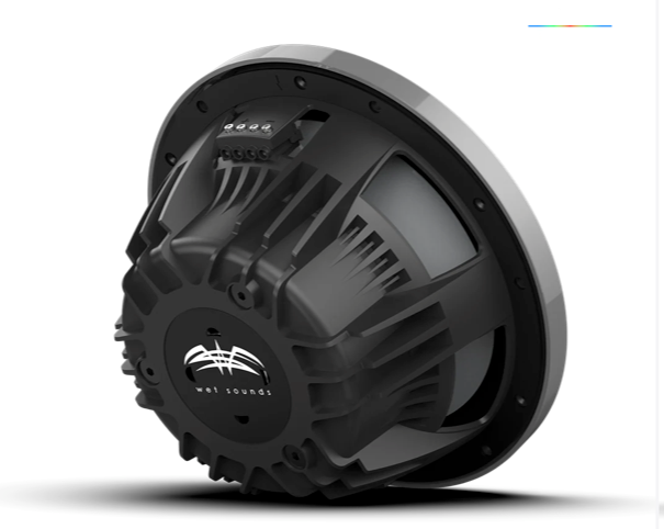 Wet Sounds 10-inch Gunmetal Coaxial Speakers with Gunmetal XS Stainless RGB Grilles: REVO CX-10 XS-G-SS S2