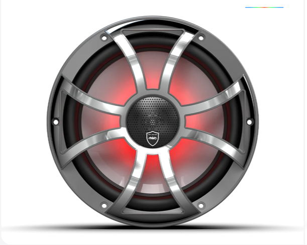 Wet Sounds 10-inch Gunmetal Coaxial Speakers with Gunmetal XS Stainless RGB Grilles: REVO CX-10 XS-G-SS S2