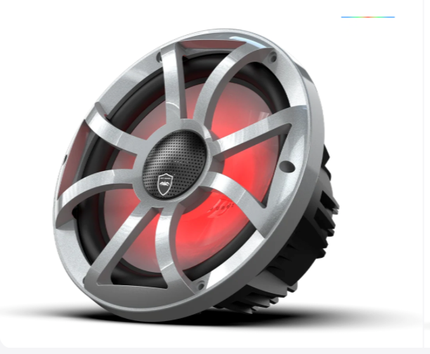 Wet Sounds REVO 10-inch Silver Coaxial Speakers with Silver XS RGB Grilles: REVO CX-10 XS-S S2