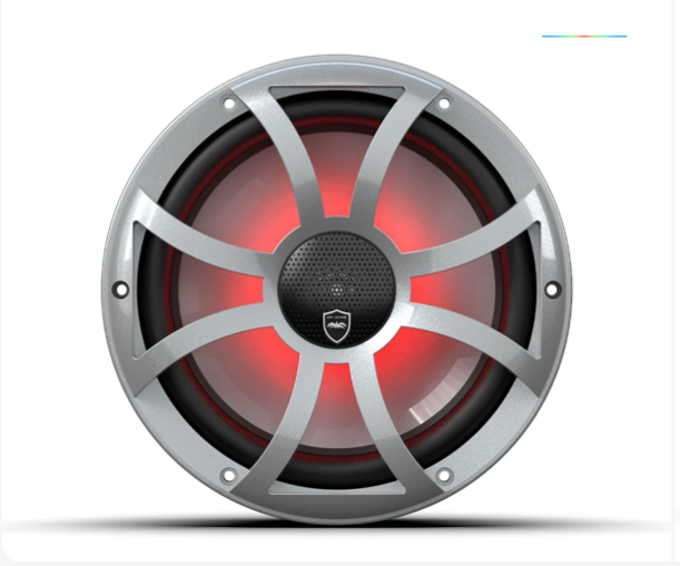 Wet Sounds REVO 10-inch Silver Coaxial Speakers with Silver XS RGB Grilles: REVO CX-10 XS-S S2