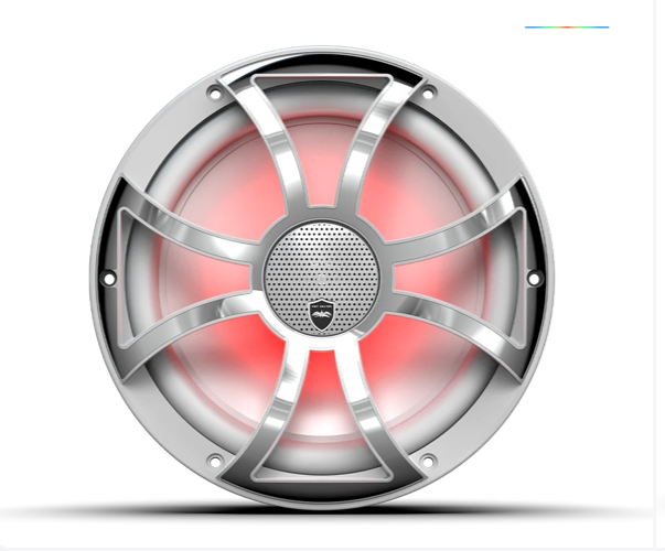 Wet Sounds REVO 10-inch White Coaxial Speakers with White Stainless XS RGB Grilles: REVO CX-10 XS-W-SS S2