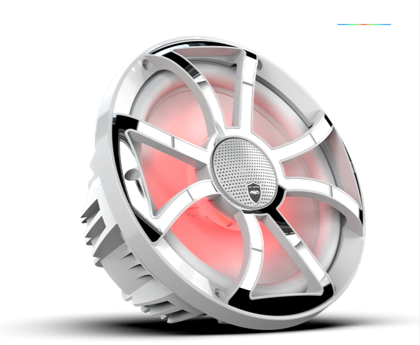 Wet Sounds REVO 10-inch White Coaxial Speakers with White Stainless XS RGB Grilles: REVO CX-10 XS-W-SS S2