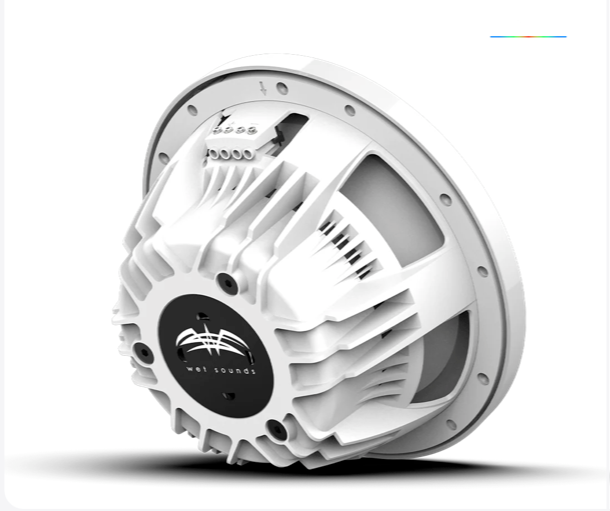 Wet Sounds REVO 10-inch White Coaxial Speakers with White Stainless XS RGB Grilles: REVO CX-10 XS-W-SS S2
