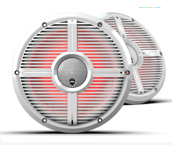 Wet Sounds REVO 10-inch White Coaxial Speakers with White XW RGB Grilles: REVO CX-10 XW-W S2