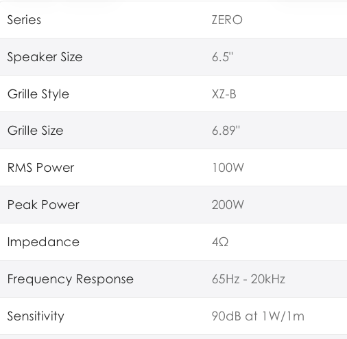 Wet Sounds ZERO Series 6.5-inch High Output Component Speaker Set: ZERO 6 CS-B
