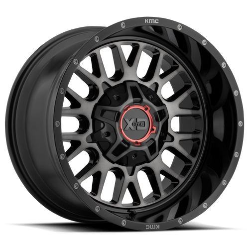 XD XD842 Snare 20x10 Gloss Black with Gray Tint Wheel, 5x5.0/5x5.5 Bolt Pattern, -18mm Offset
