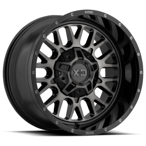 XD XD842 Snare 20x10 Gloss Black with Gray Tint Wheel, 5x5.0/5x5.5 Bolt Pattern, -18mm Offset
