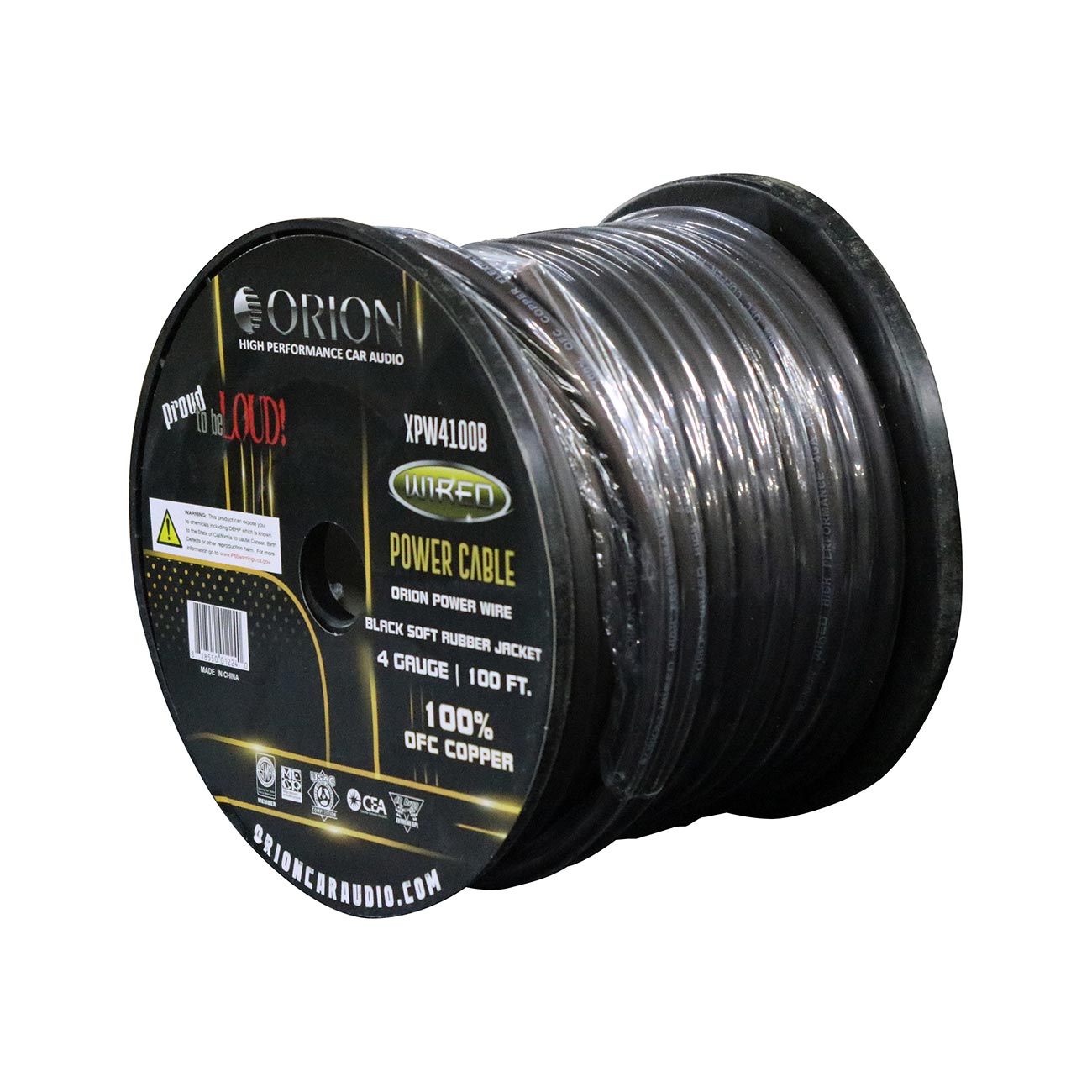 Orion XTRPRO 4 Gauge 100% OFC Copper Wire with Black Jacket, 100 ft Roll - View 1
