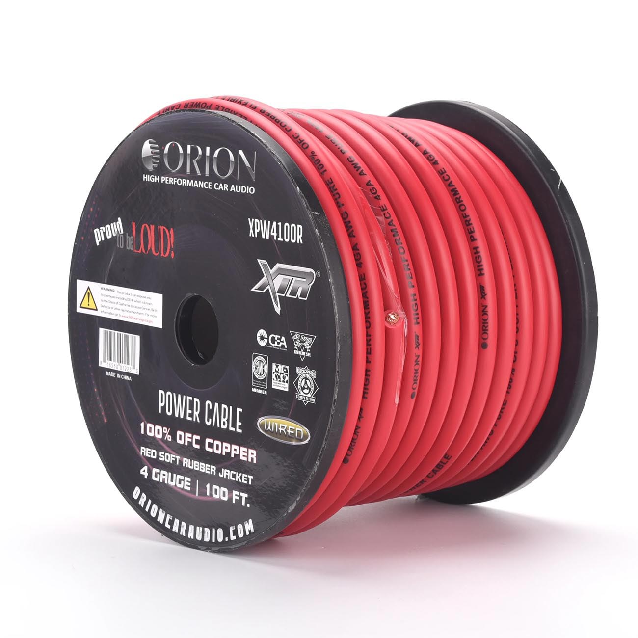 Orion XTRPRO 4 Gauge 100% OFC Copper Wire with Red Jacket, 100 ft Roll - View 1