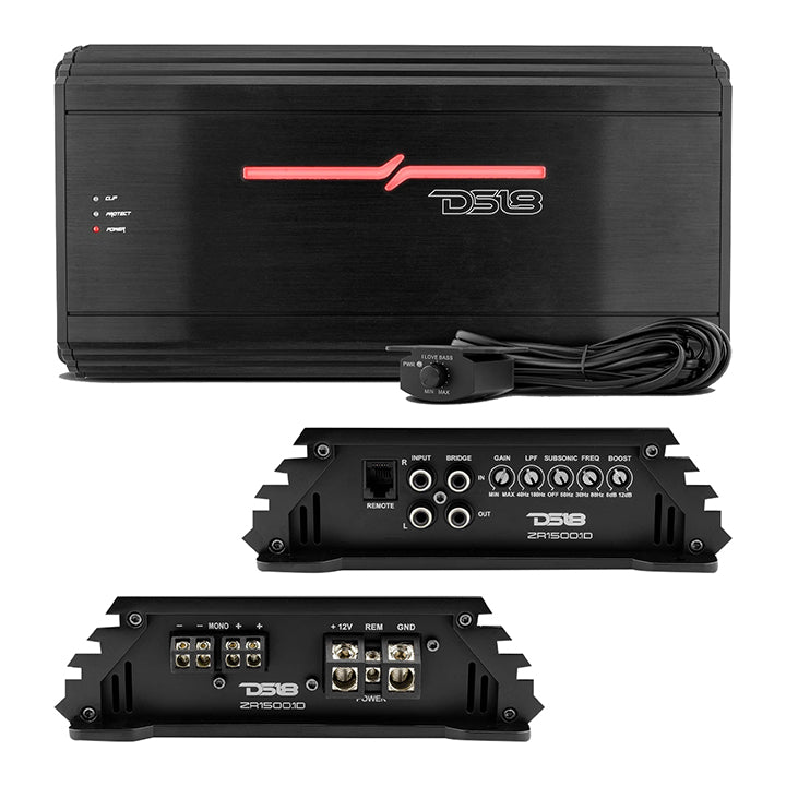 DS18 ZR15001D Monoblock Amplifier 1500W RMS / 4500W Max for High-Performance Car Audio