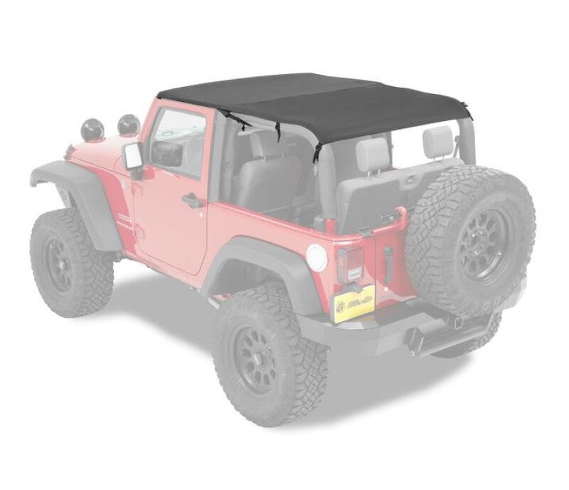 Bestop 10-18 Jeep Wrangler JK 2-Door Header Safari Cable Style Bikini Top in Black Diamond