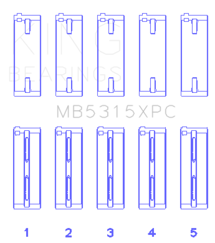 King Engine Bearings MB5315XPC.026 Coated Performance Main Bearing Set for Mitsubishi 4G63/4G64 EVO I-IV