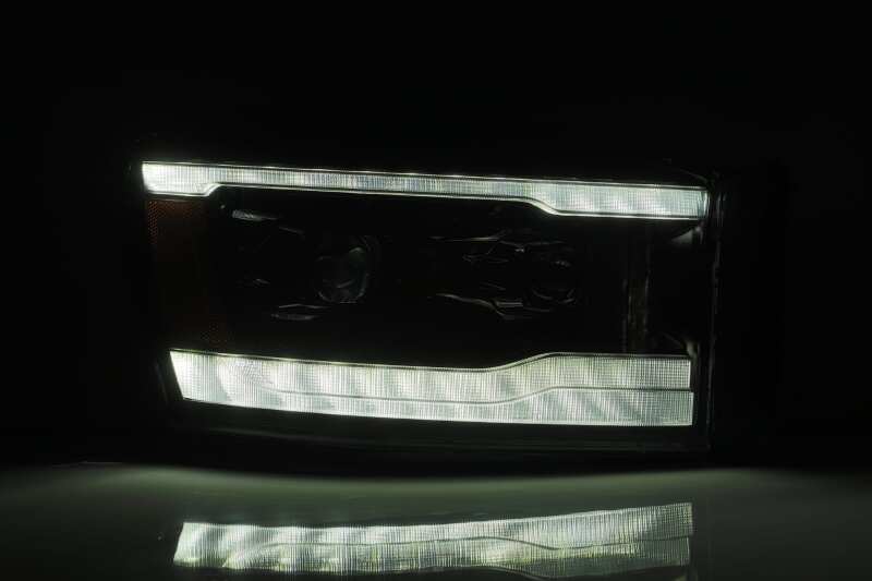 AlphaRex LUXX LED Projector Headlights for 2006-2008 Dodge Ram 1500, 2500 and 3500, Plank Style Chrome with Sequential Signal and DRL - ARX880534