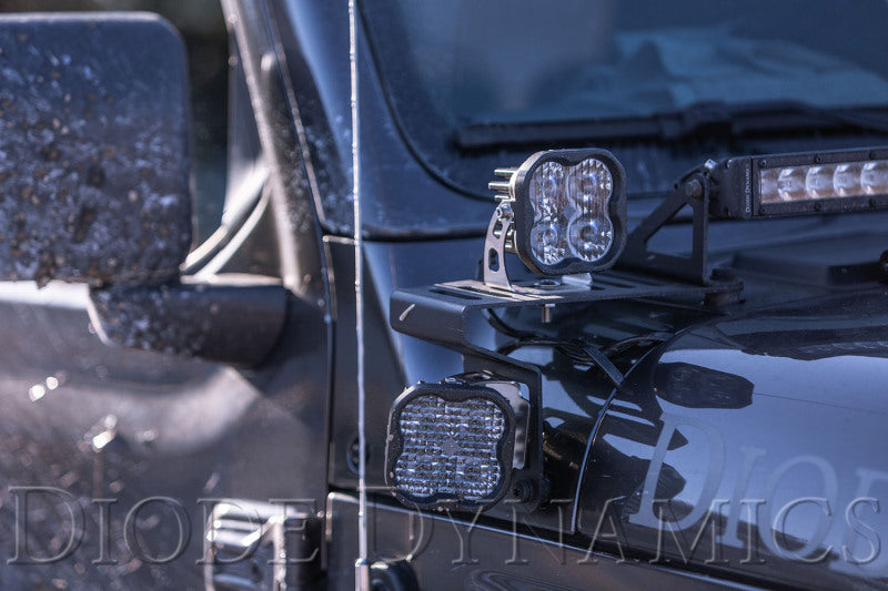 Diode Dynamics SS6 Cowl LED Bracket Kit for Jeep Wrangler JL and Gladiator, White Driving, DD6092