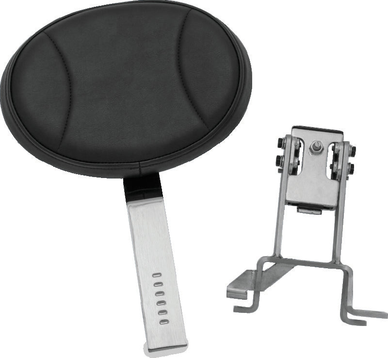 Kuryakyn Plug-N-Go Driver Backrest for 2014-Up Indian Motorcycles, Black Pad with Chrome Finish, Part Number 1628