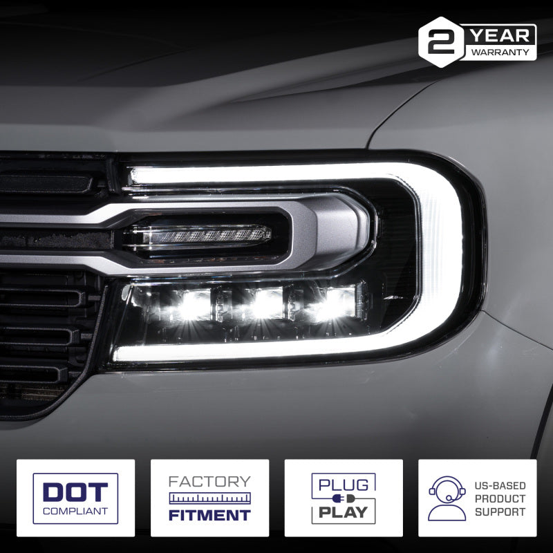 Form Lighting 22-24 Ford Maverick Sequential LED Projector Headlights (Pair) - Black Housing Upgrade