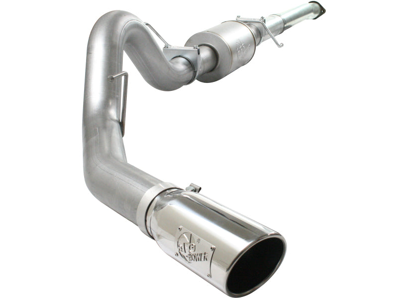 aFe Atlas 4-Inch Aluminized Steel Cat-Back Exhaust with Muffler and Polished Tip, Part Number 49-03041-P, for 2011-2013 Ford F-150 3.5L EcoBoost V6