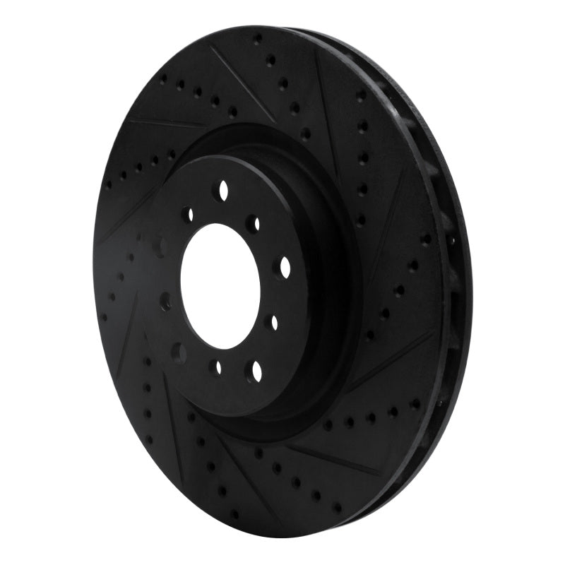 R1 Concepts RNC633-31054D Left Front Drilled and Slotted Black Brake Rotor for 2001-2006 BMW M3