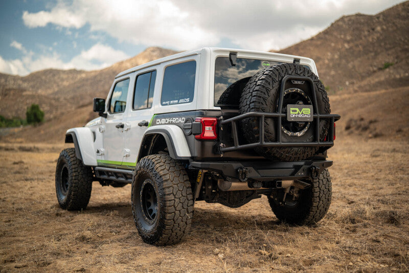 DV8 Offroad Body Mounted Tire Carrier for 2018–2025 Jeep Wrangler JL, Part Number dveTCJL-14