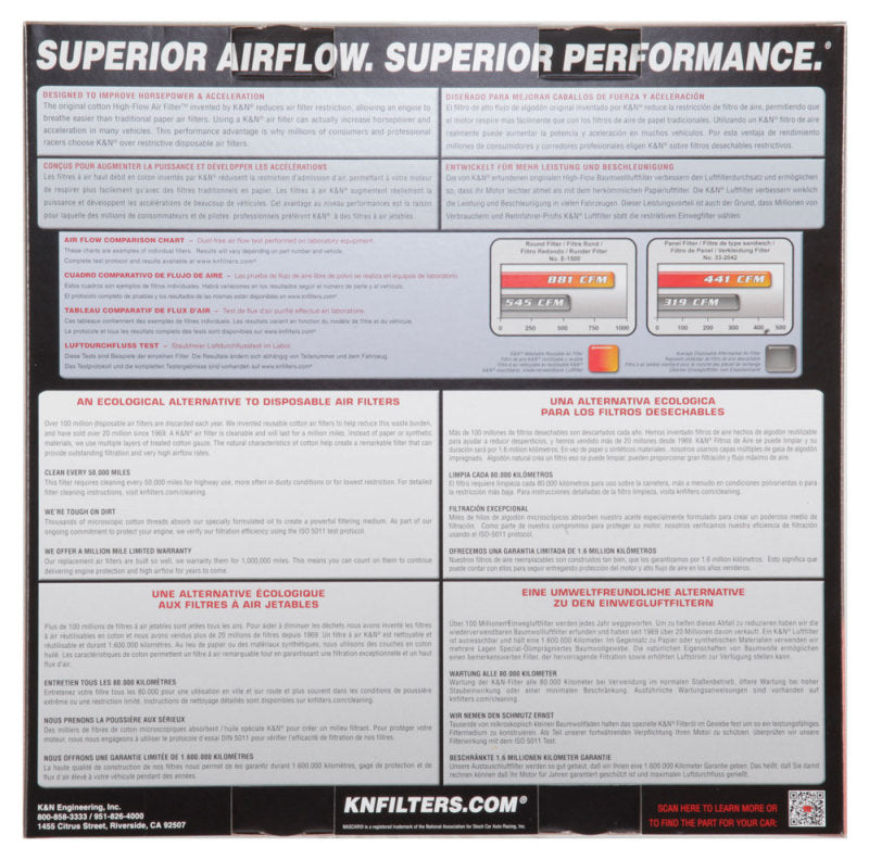 K&N Engineering E-1560 High-Flow Replacement Air Filter for 1967-1972 Ford and Mercury Vehicles