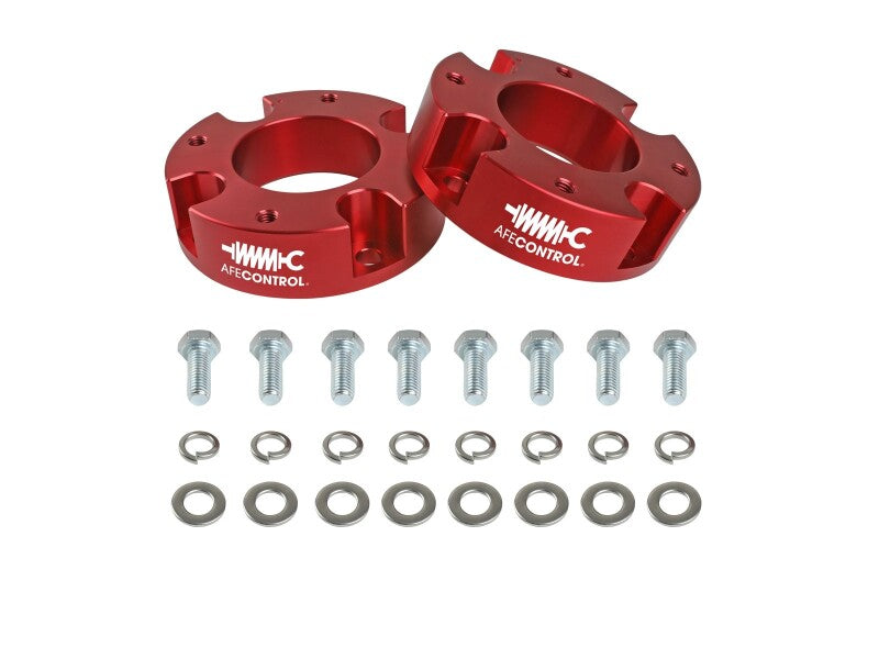 aFe CONTROL 1.875-Inch Front Leveling Kit, Red, for 2022–2026 Toyota Tundra 3.4L V6 – Part Number 416-72T005-R
