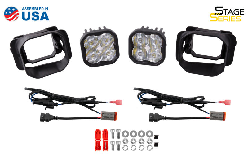 Diode Dynamics SS3 Sport Type F2 Fog Light Bracket Kit with Amber Backlight, White SAE Fog