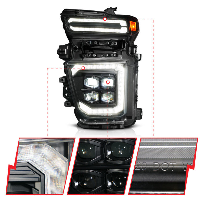 ANZO Z-Series 20-23 Chevy Silverado 2500/3500 Z-Series Full LED Proj Headlights Black - Pass. Side