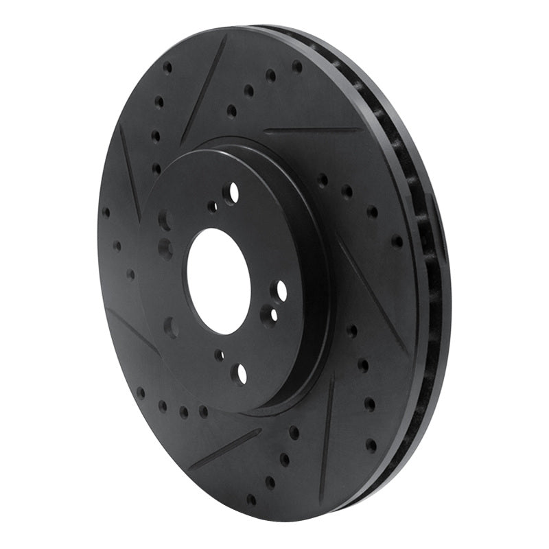 R1 Concepts RNC633-59043L Front Left Drilled and Slotted Black Brake Rotor for Acura