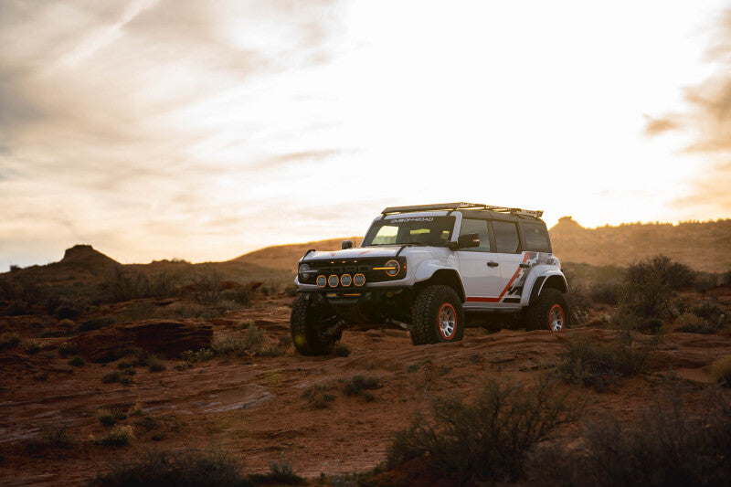 DV8 Offroad Ford Bronco Raptor Tube Front Bumper with Integrated Light Mounts and Optional Prerunner Push Bar