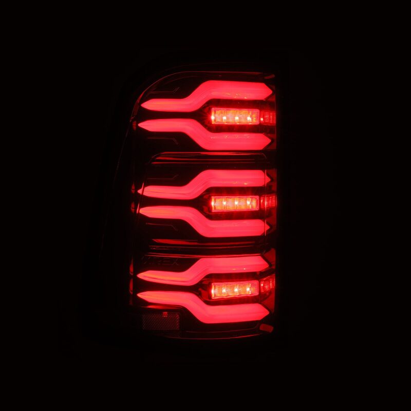 AlphaRex Luxx-Series LED Tail Lights for 2019-2021 Ram 1500, Black/Red, Part ARX640050