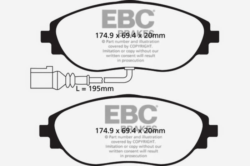 EBC 14+ Audi S3 2.0 Turbo Yellowstuff Front Brake Pads