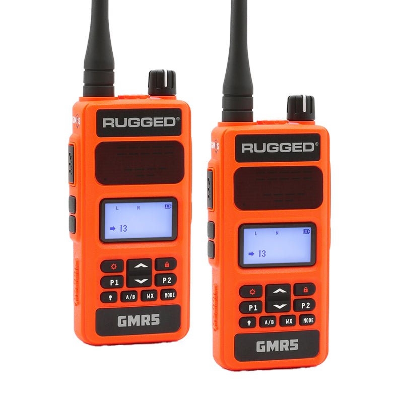 Rugged Radios 5W GMRS Handheld Radio 2 Pack in Orange - Rugged Radios Part RGDGMR5-2-PACK-ORN