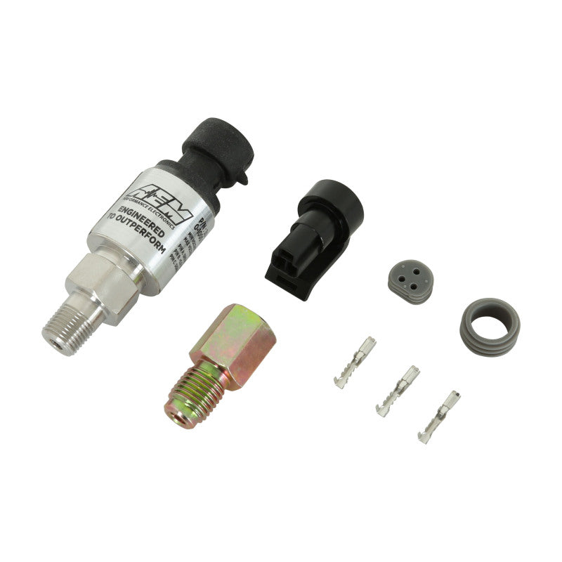 AEM 30-2130-1000 1000 PSIg Stainless Steel Pressure Sensor Kit with 1/8-Inch NPT to -4 AN Adapter
