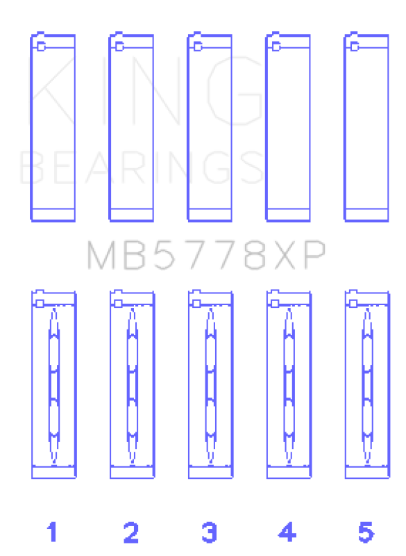 King Engine Bearings MB5778XP Performance Main Bearing Set for Audi and Volkswagen 1.8L/2.0L TSI/TFSI, Standard Size