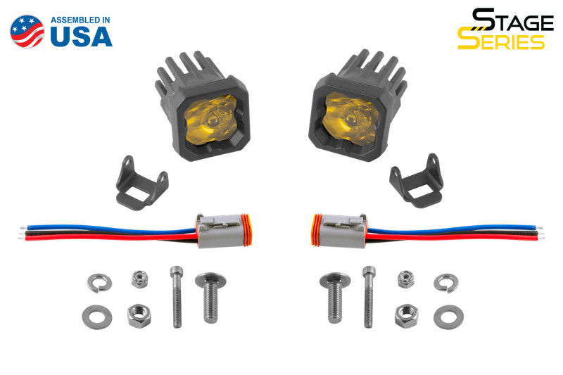 Diode Dynamics Stage Series C1 LED Pod Pro Yellow Flood Standard ABL Pair, Part Number DD6463P