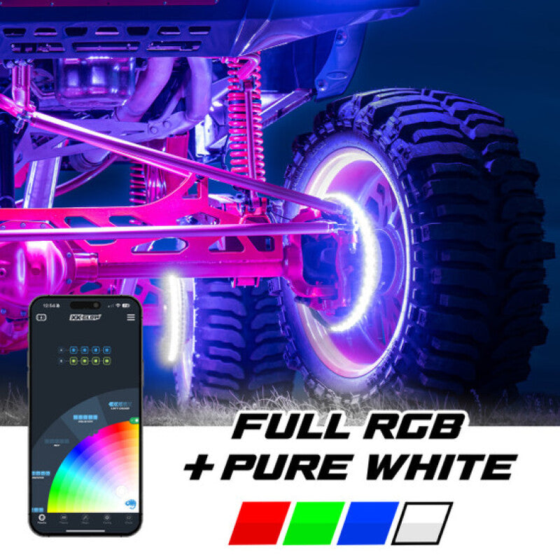 XKGLOW XKmax 15-inch LED Ultra 3-Row Wheel Ring Light Kit with RGBW Color Chasing and App Control