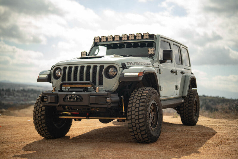 DV8 Offroad OE Plus Front Bumper for 2018-2025 Jeep Wrangler JL and 2020-2025 Gladiator JT, Part Number dveFBJL-13