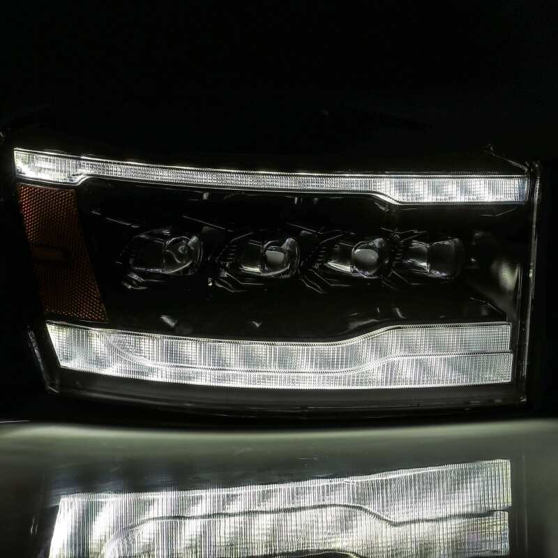AlphaRex NOVA-Series Projector Headlights for 2006–2008 Dodge Ram 1500, 2500 and 3500 – Plank Style, Alpha Black, Sequential Signal and DRL