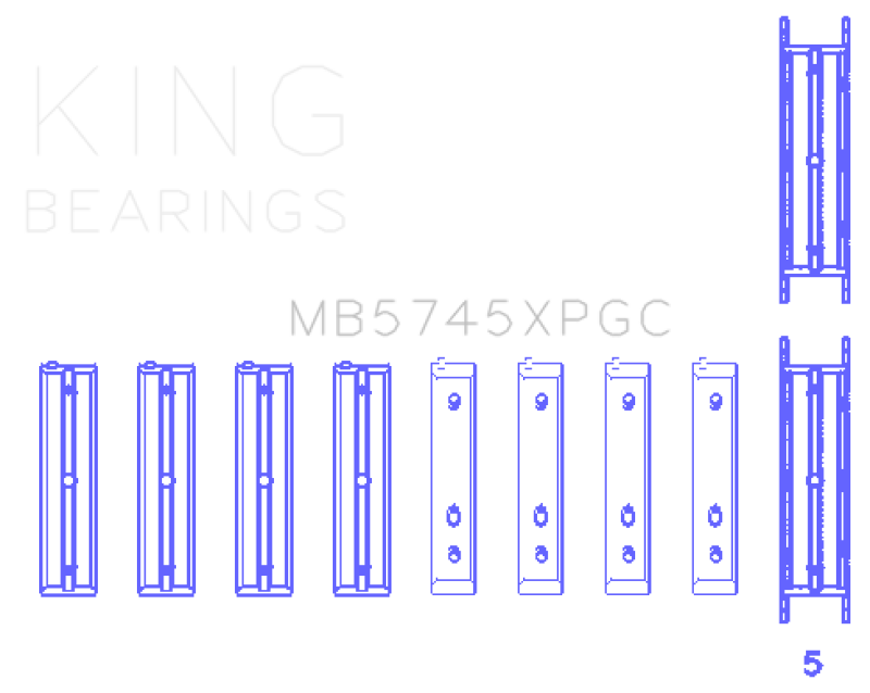 King Engine Bearings MB5745XPGCSTDX pMaxKote Performance Main Bearing Set for Subaru FA20 and Toyota 4U-GSE, STDX Size