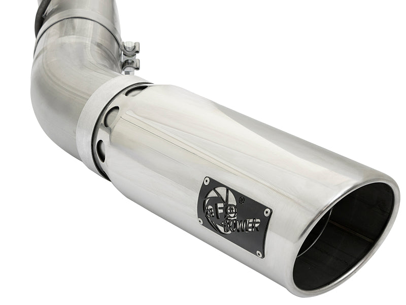 aFe Large Bore-HD 5-Inch 409 Stainless Steel DPF-Back Exhaust with Polished Tip, Part Number 49-44085-P