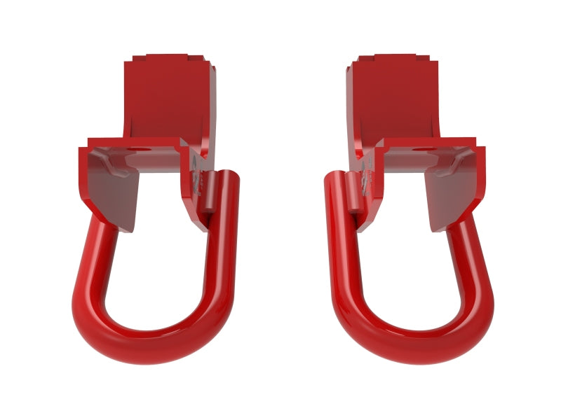 aFe POWER Front Tow Hooks, Red, Toyota Tundra 2022–2026, Part Number afe450-72T001-R