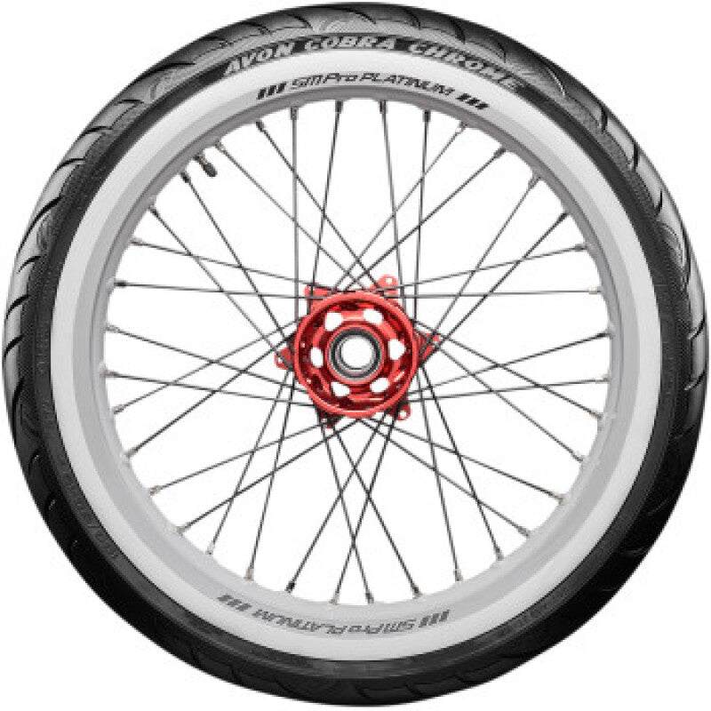 Avon Cobra Chrome AV91 White Sidewall Front Tire - 120/70-21 68V 1DK (NOT AVAILABLE UNTIL 2026)
