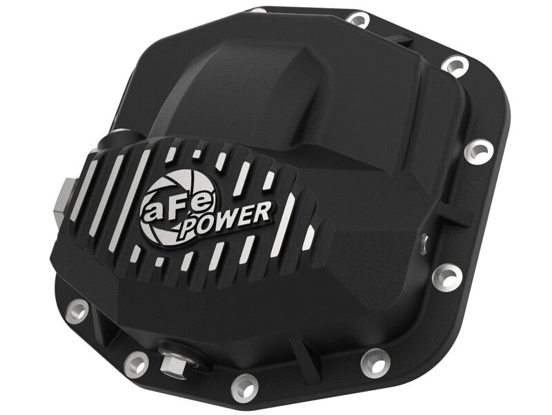 aFe Power Pro Series Front Differential Cover, Black with Machined Fins, Part Number 46-71030-B