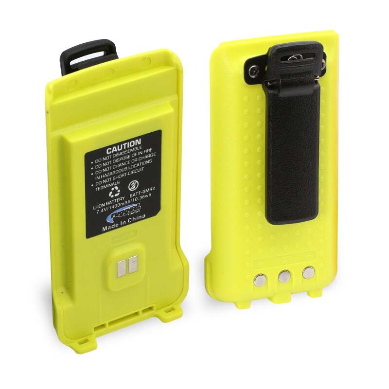 Rugged Radios GMR2 Replacement Battery with 12v Charge Port and Belt Clip Safety Yellow