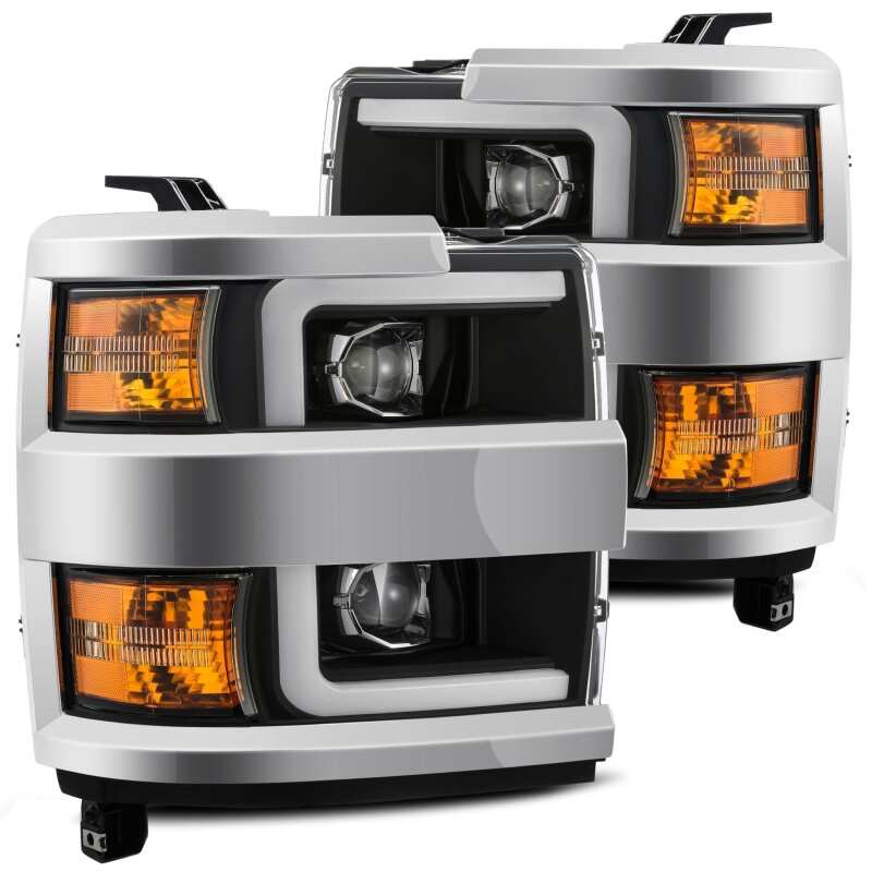 AlphaRex PRO-Series Projector Headlights for 2015–2019 Chevrolet Silverado 2500HD and 3500HD, Plank Style Black Housing