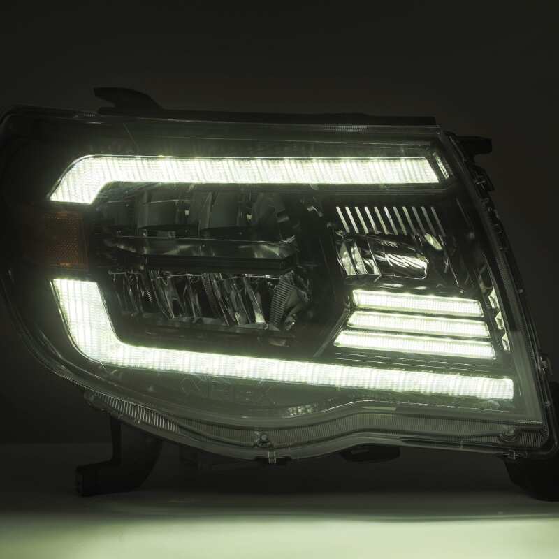 AlphaRex LUXX Crystal Plank-Style Headlights for 2005–2011 Toyota Tacoma – Alpha Black with Activation Light and DRL